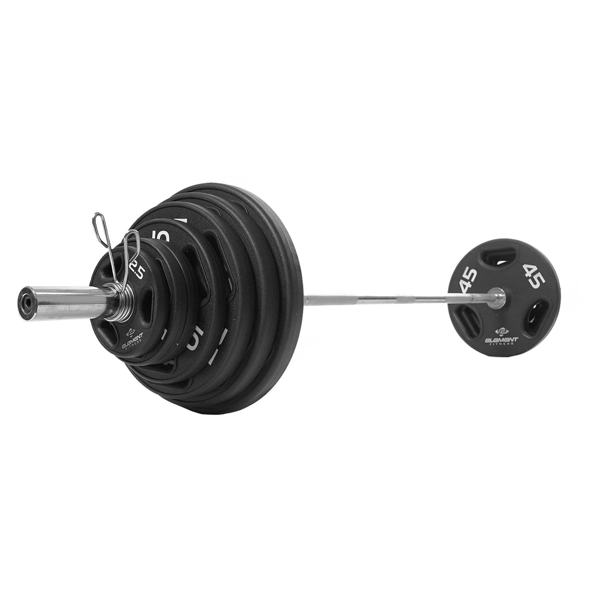 Element Fitness - Ensemble de disques olympiques professionnels en caoutchouc vierge de 300lb avec barre