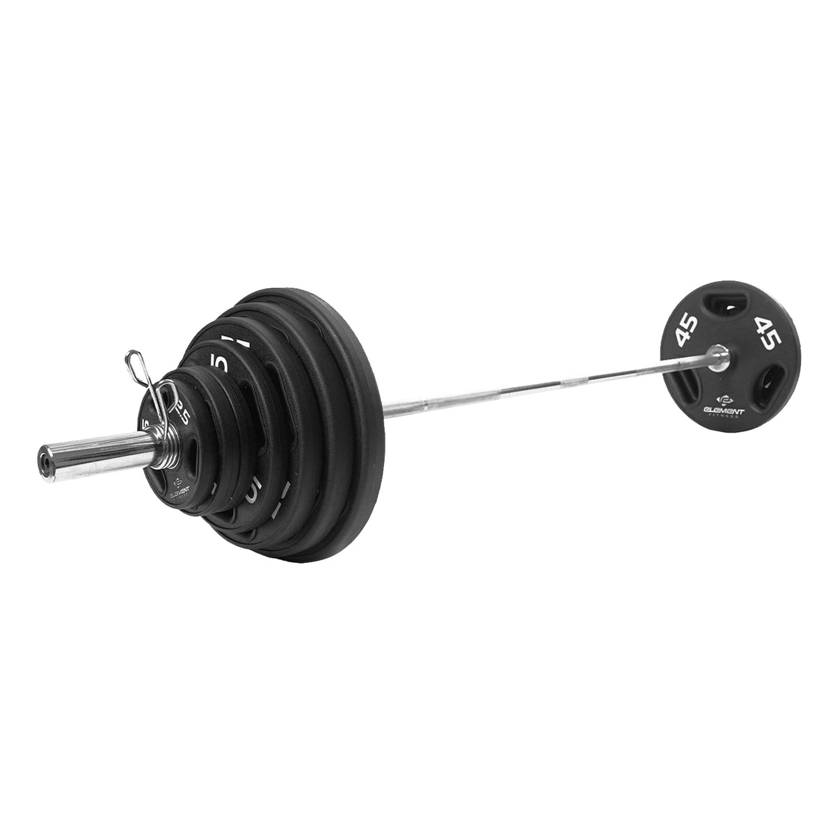 Element Fitness - Ensemble de disques olympiques professionnels en caoutchouc vierge de 300lb avec barre