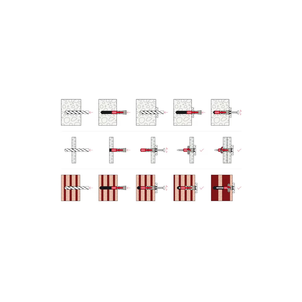 BenchK - KM8 Fischer 10×80 Expansion Plugs with BenchK Wall Bars Screws (8 pcs)