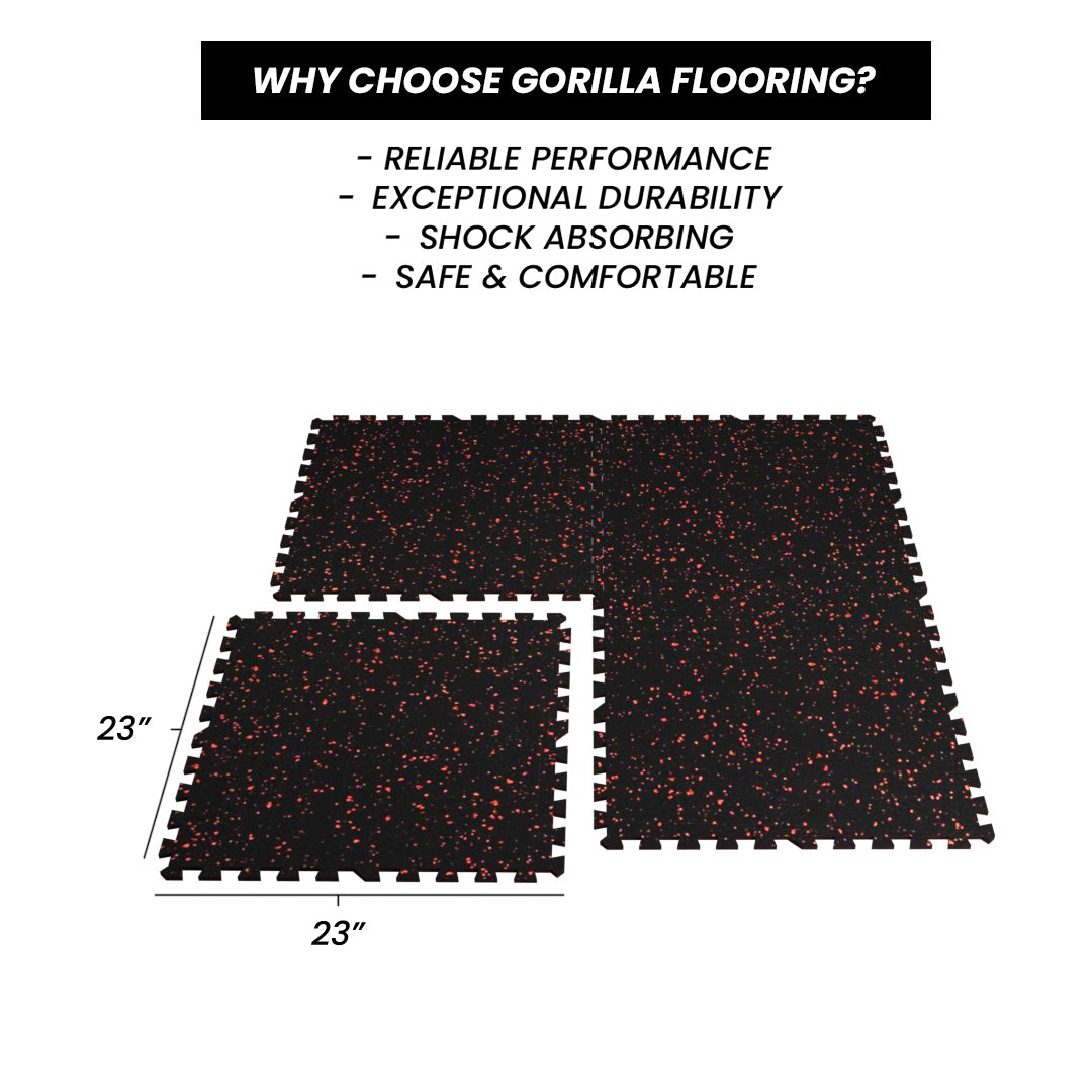 Gorilla 2x2 8mm Interlocking Rubber Tile - Orange - Single or 12 Pack