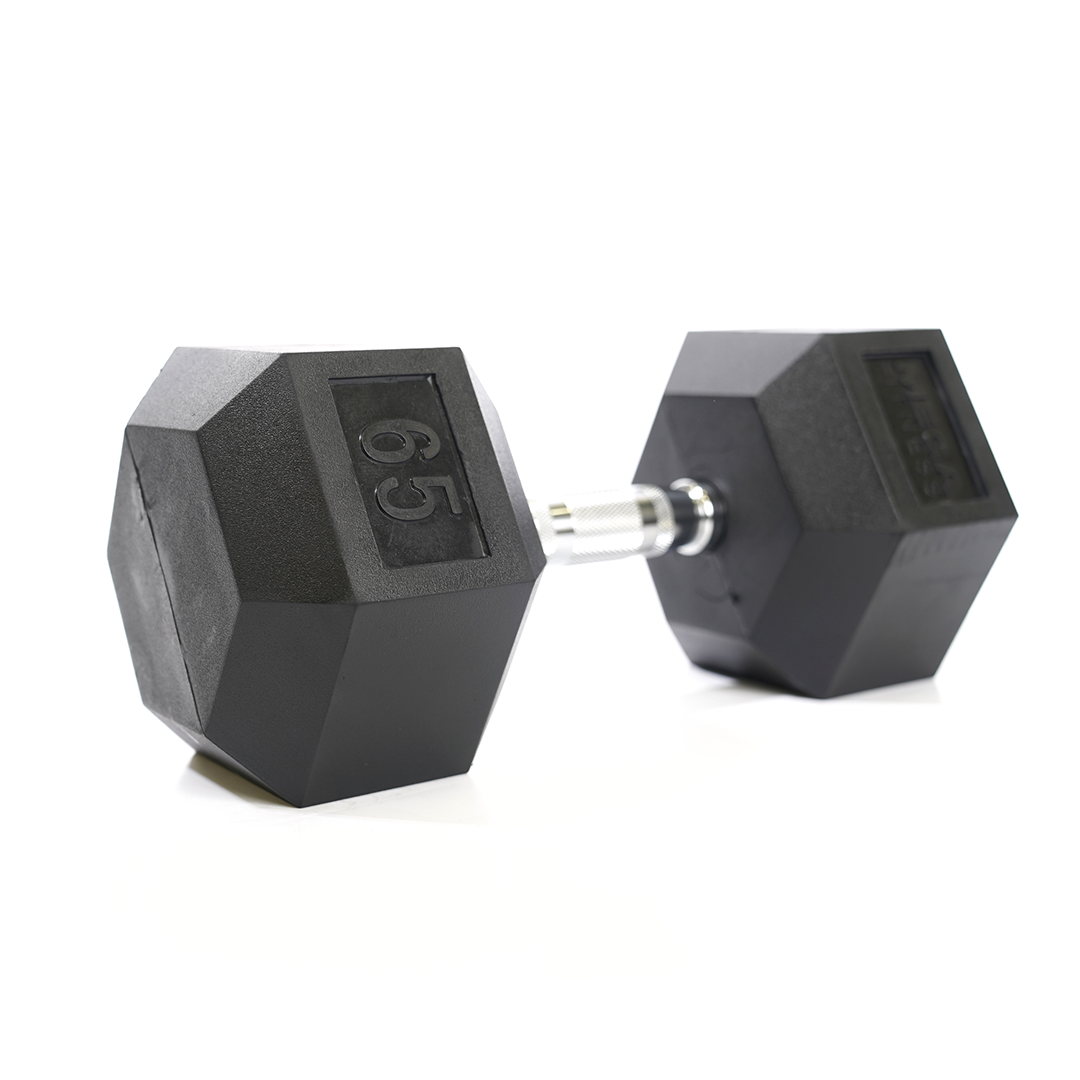 Mega Fitness - Haltère hexagonal en caoutchouc 65 lb