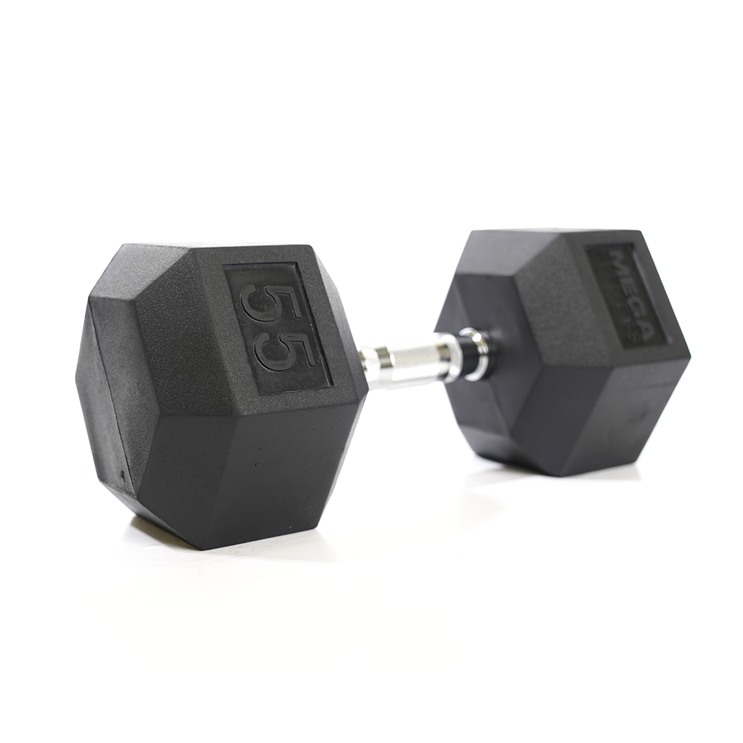 Mega Fitness - Haltère hexagonal en caoutchouc 55 lb