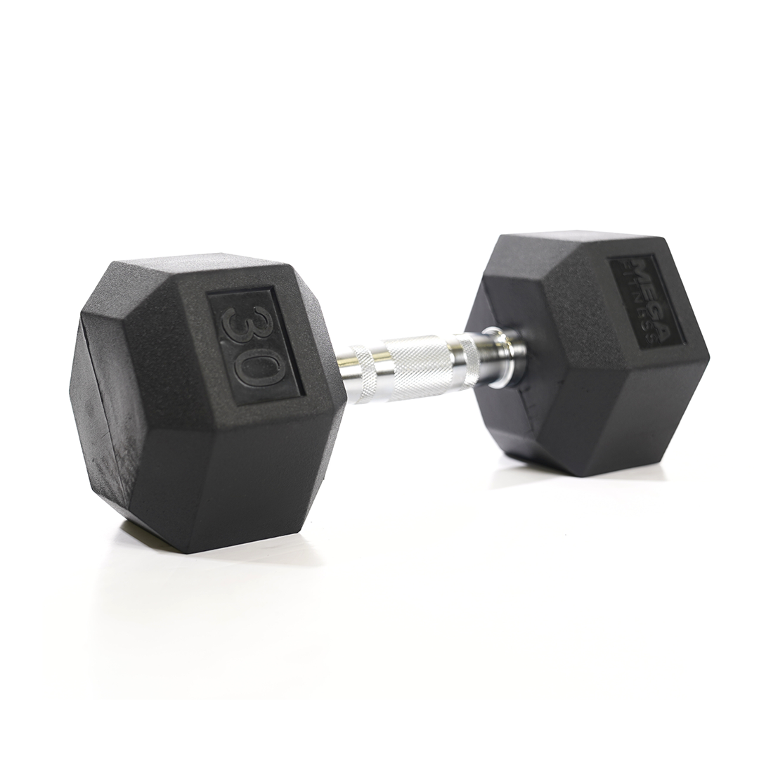 Mega Fitness - Rubber Hex Dumbbell 30lbs