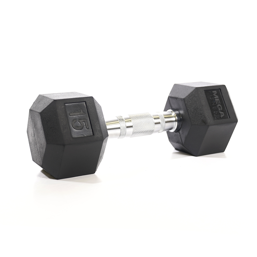 Mega Fitness - Rubber Hex Dumbbell 15lbs