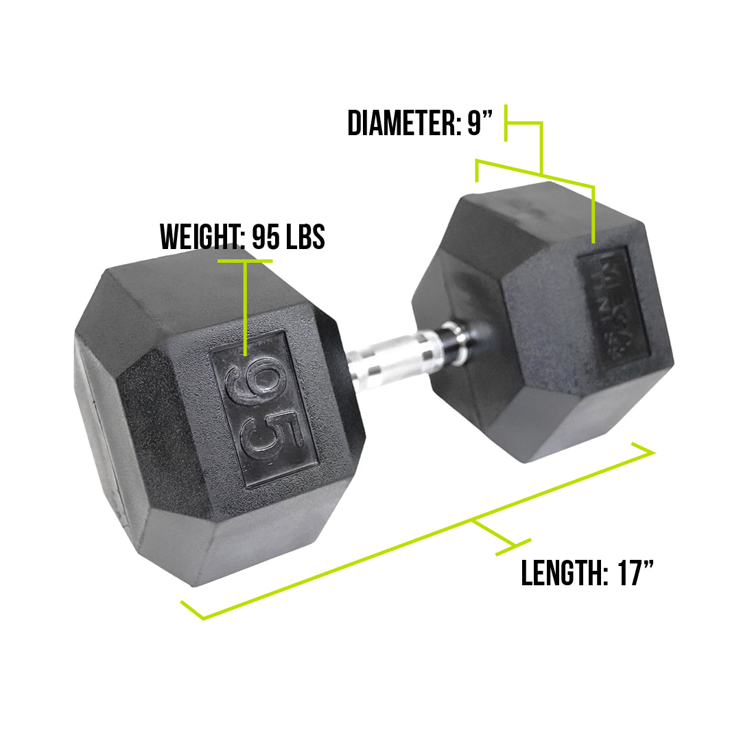 Mega Fitness - Rubber Hex Dumbbell 95lbs