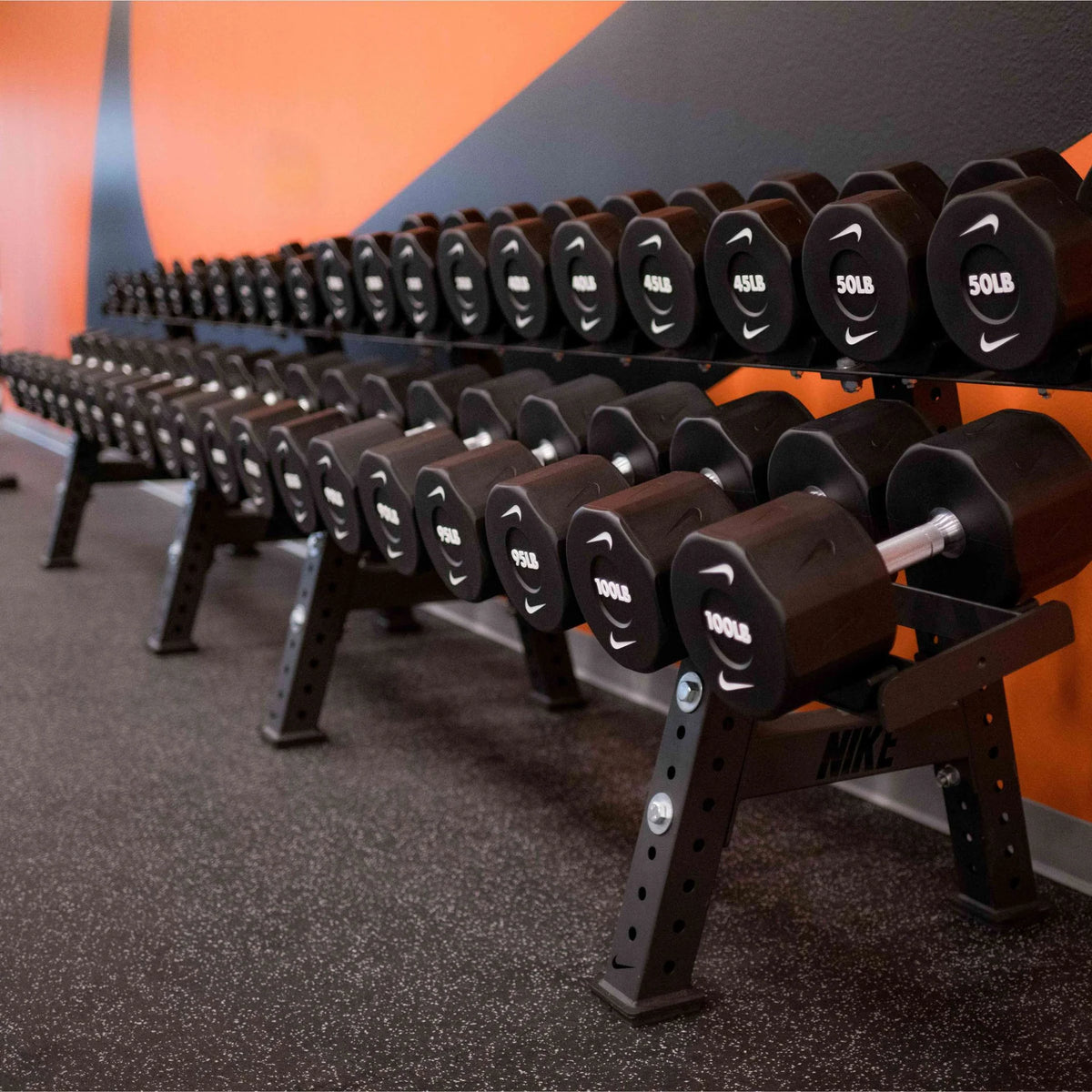 Nike Strength Pro Urethane Dumbbell 5-50LB Set with Rack