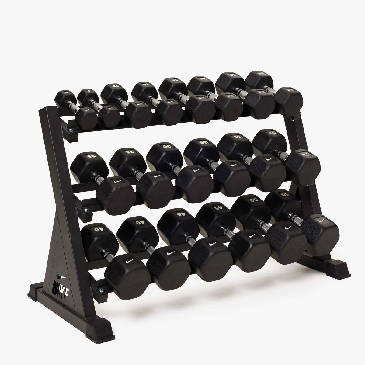 Nike Black/White Dumbbell 5-50lbs Set with Rack