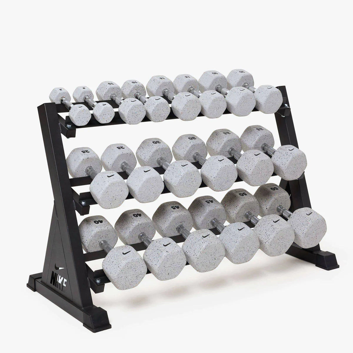 Nike Wolf Grey Dumbbell 5-50lbs Set with Rack