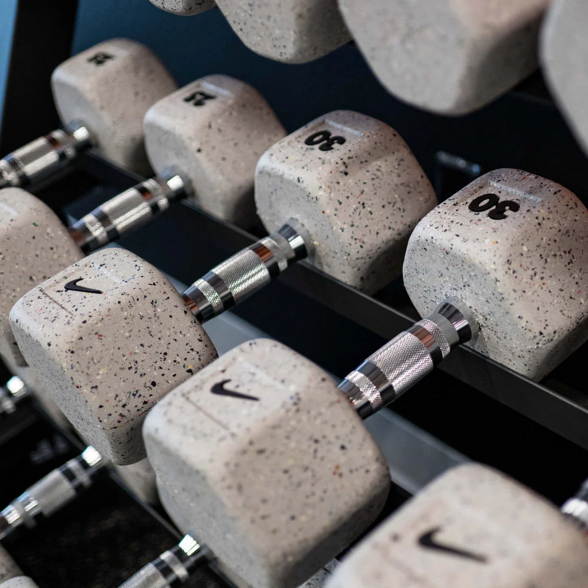 Nike Wolf Grey Dumbbell 5-50lbs Set with Rack