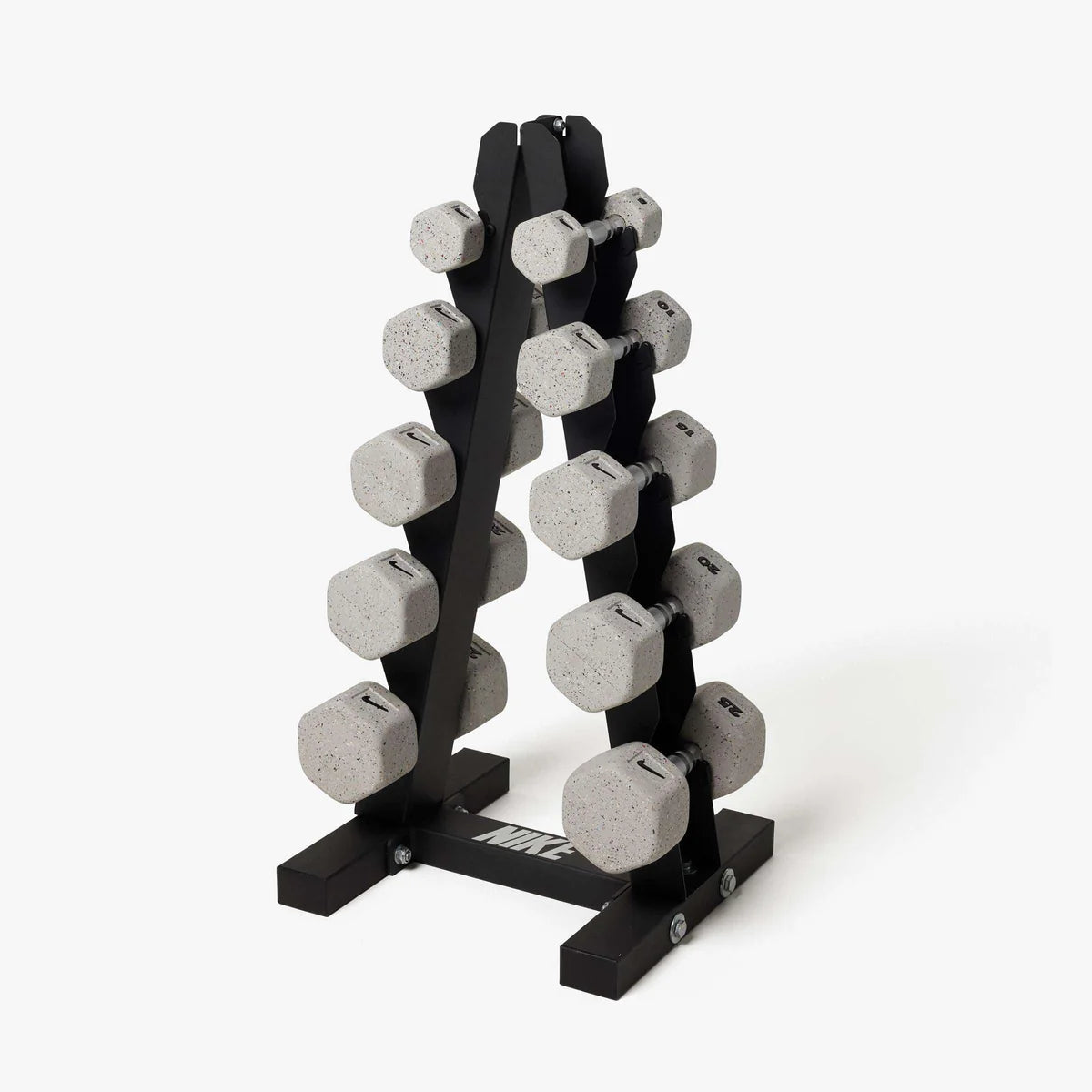 Nike Wolf Grey Dumbbell 5-25lbs Set with Rack