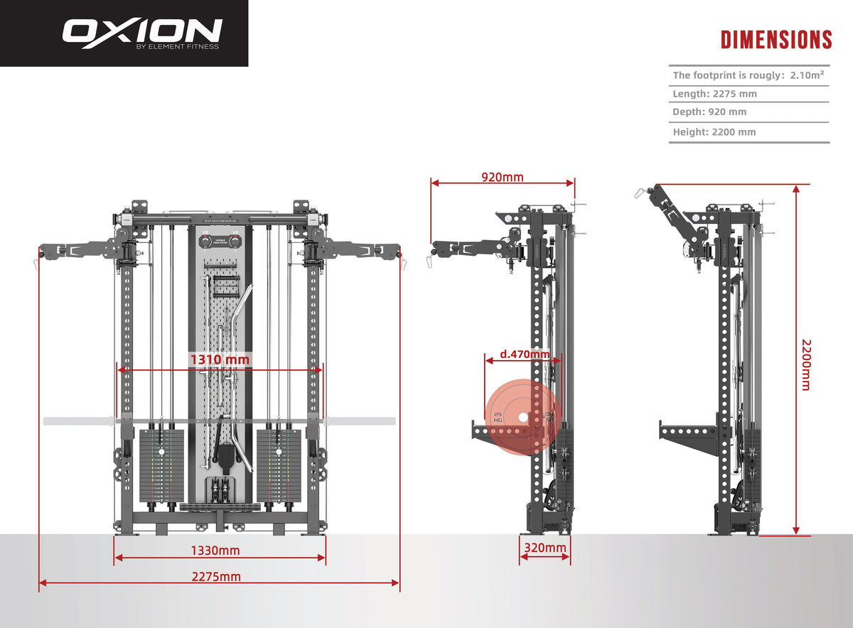 Element Oxion - 3 Pro Wall Mounted Functional Trainer Rack