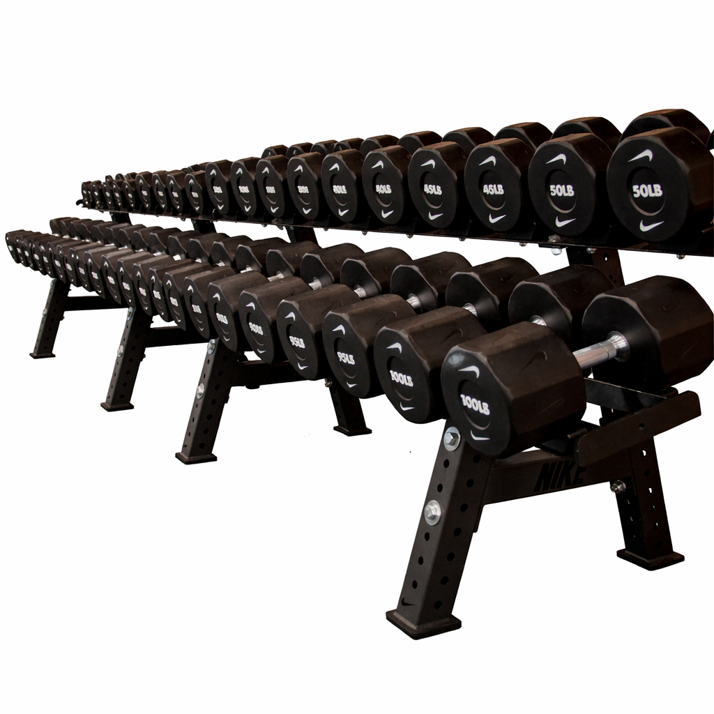 Nike Strength Pro Urethane Dumbbell 5-100LB Set with Rack