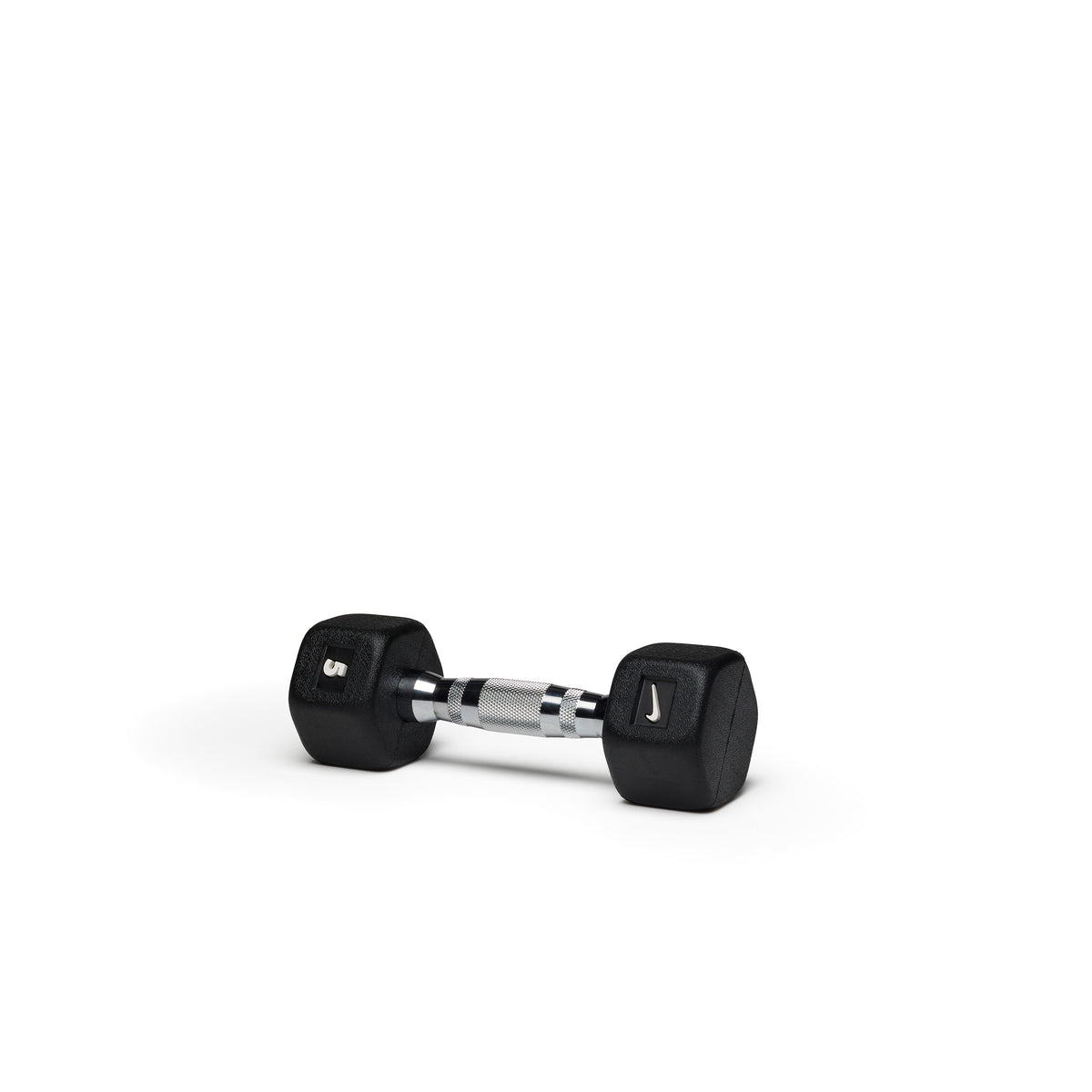 5lb black hex dumbbell with knurled handle for lightweight training, rehabilitation exercises, and beginners.