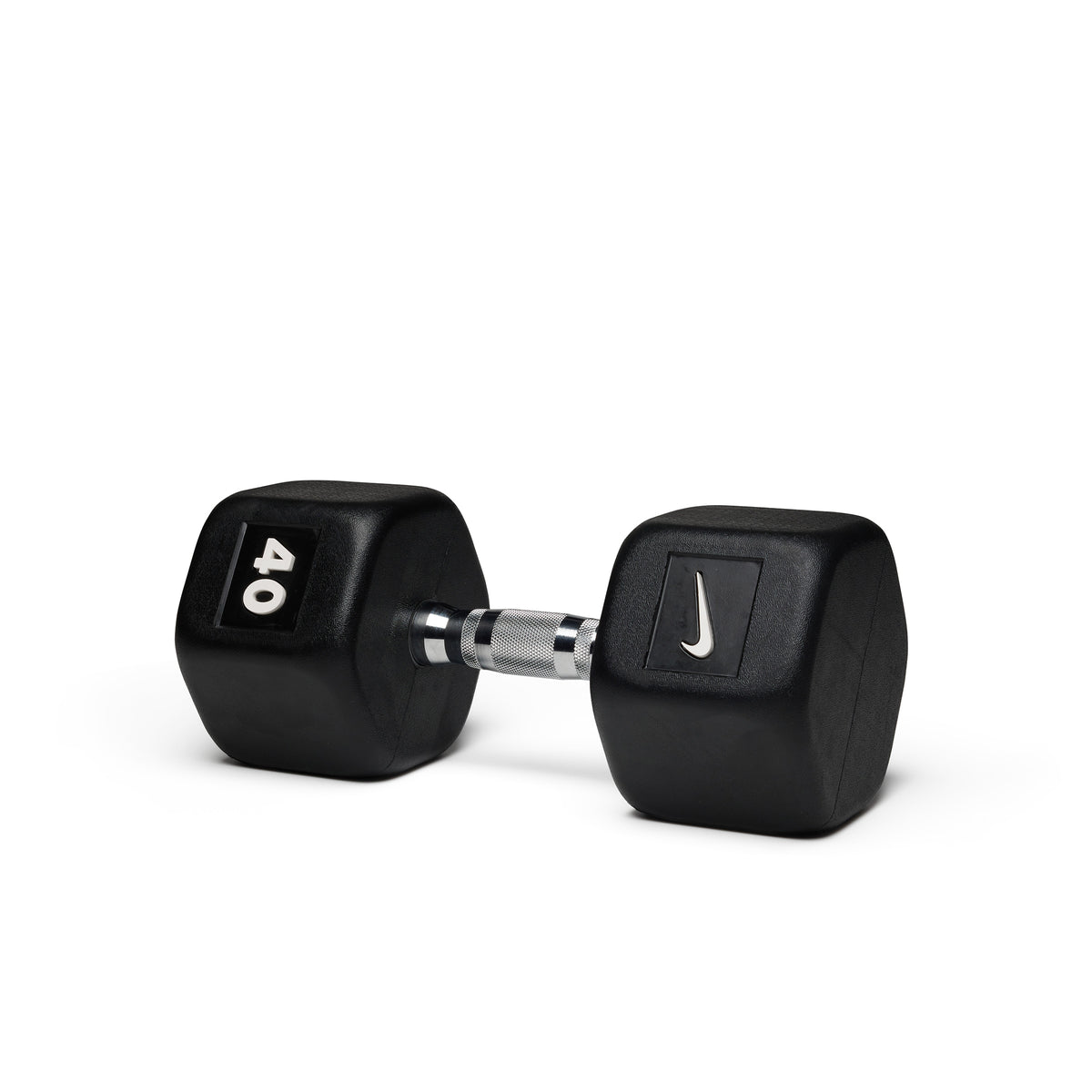40lb black hex dumbbell with textured grip handle for effective resistance training and progressive strength building.
