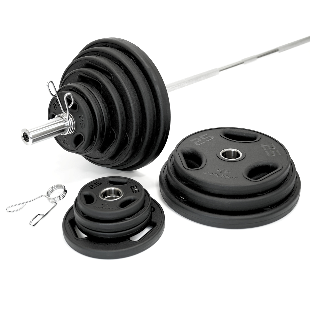 Disque olympique en caoutchouc vierge ONYX – L'ensemble de 300 lb comprend une barre olympique