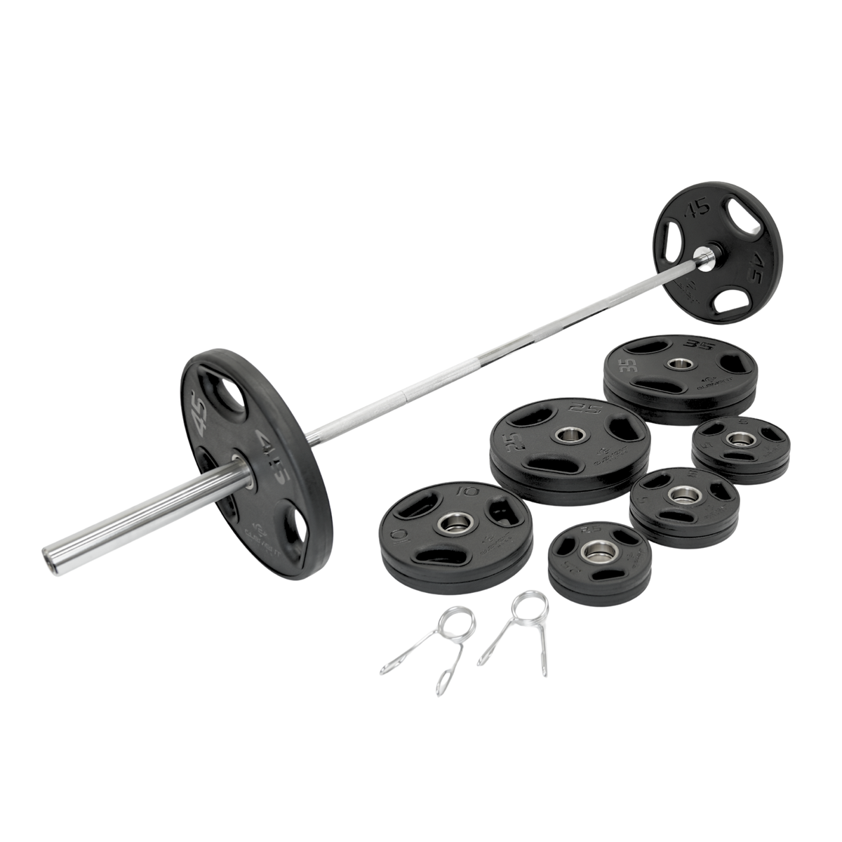 Disque olympique en caoutchouc vierge ONYX – L'ensemble de 300 lb comprend une barre olympique