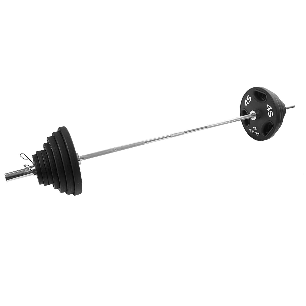 Element Fitness - Ensemble de disques olympiques professionnels en caoutchouc vierge de 300lb avec barre