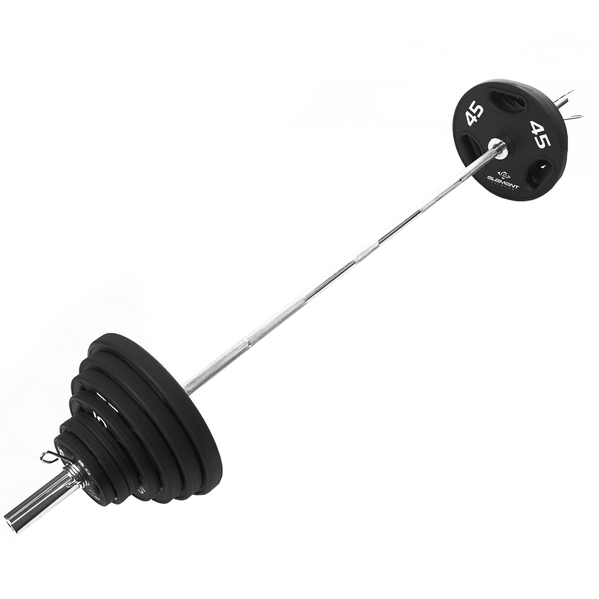Element Fitness - Ensemble de disques olympiques professionnels en caoutchouc vierge de 300lb avec barre