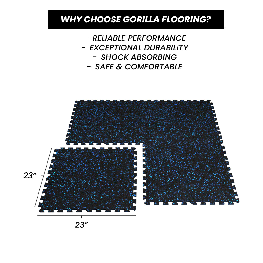 Dalle de caoutchouc emboîtable Gorilla 2 x 2 8 mm – Bleue – À l'unité ou en paquet de 12
