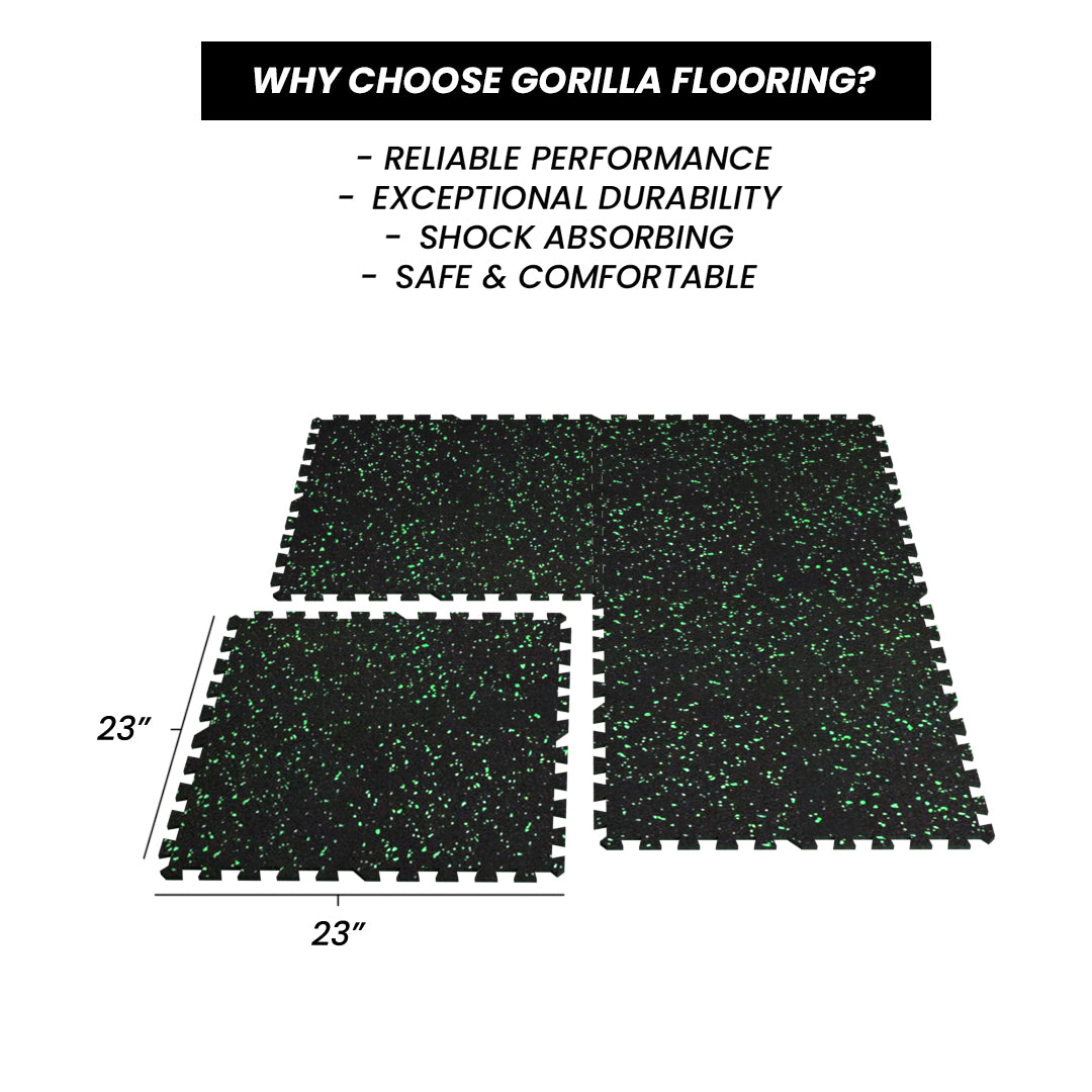 Gorilla 2x2 8mm Interlocking Rubber Tile - Green - Single or 12 Pack