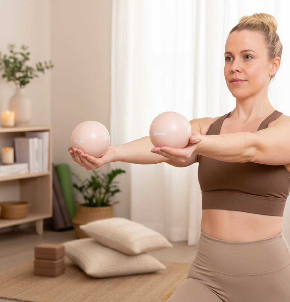 Jasmine Fitness - Balles lestées Pilates - Desert 1lb (PAIRE)