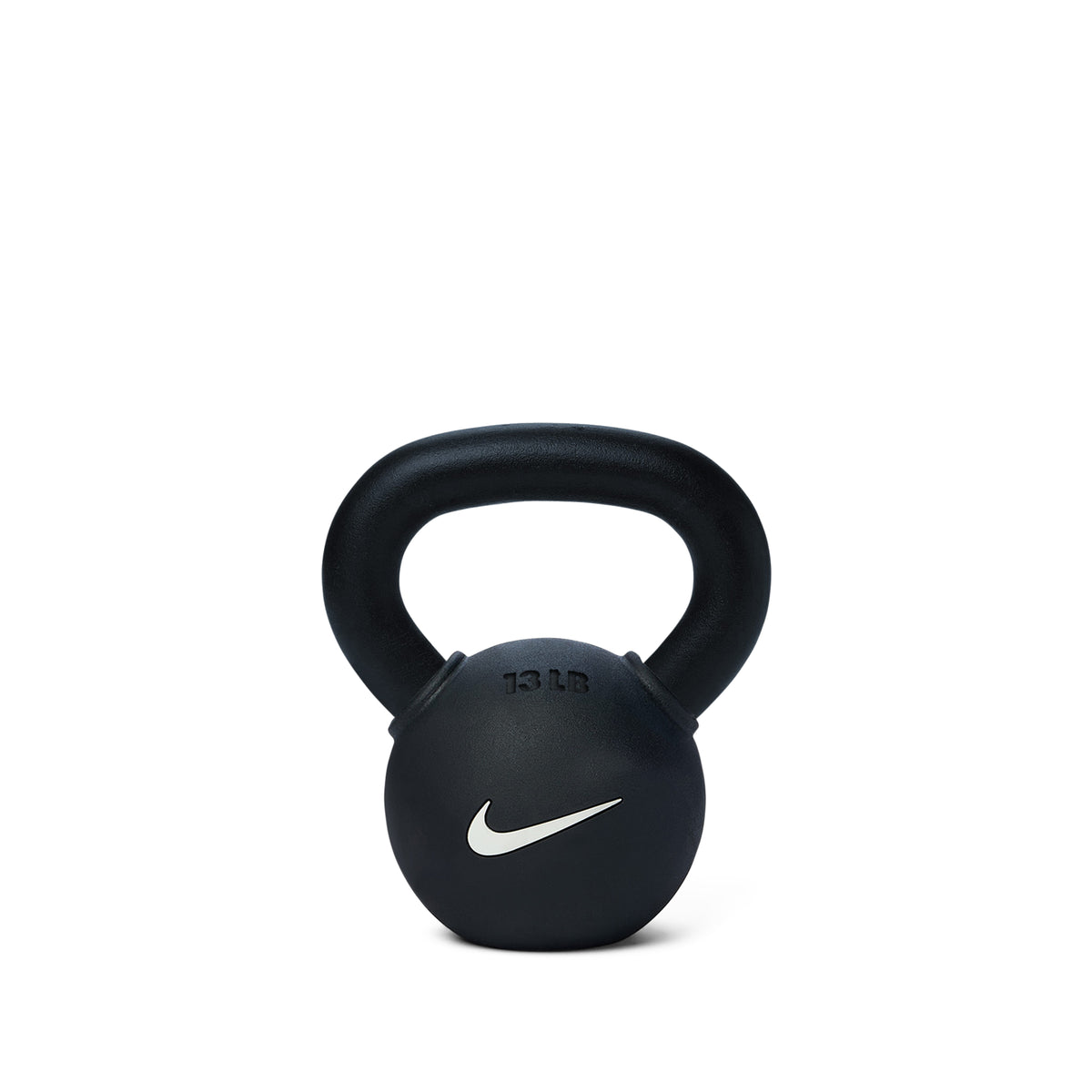 13lb rubber-coated kettlebell with ergonomic handle for floor protection and comfortable grip during workouts.