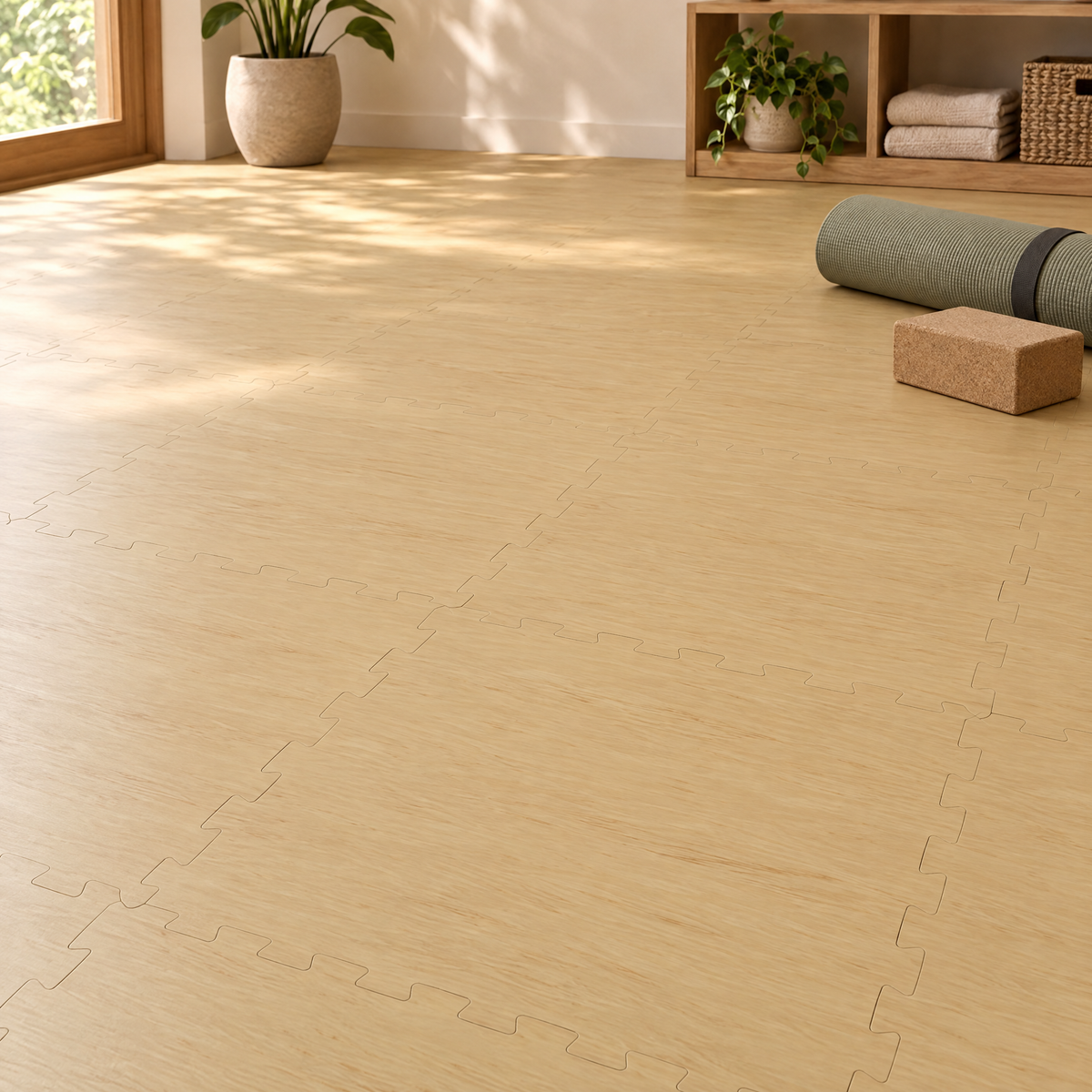 Premium Natural Woodgrain Rubber Tile 8mm 19.7" × 19.7"