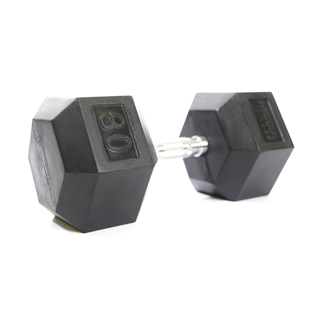 Mega Fitness - Haltère hexagonal en caoutchouc 80 lb