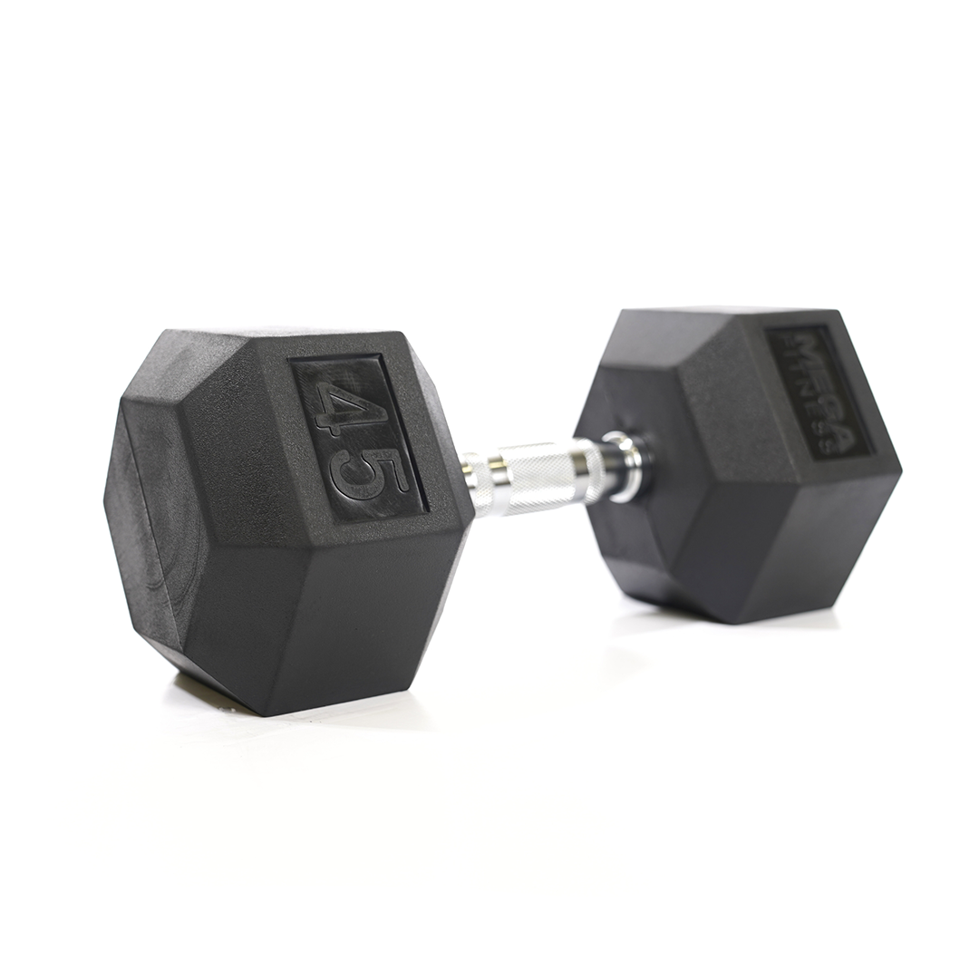Mega Fitness - Haltère hexagonal en caoutchouc 45 lb