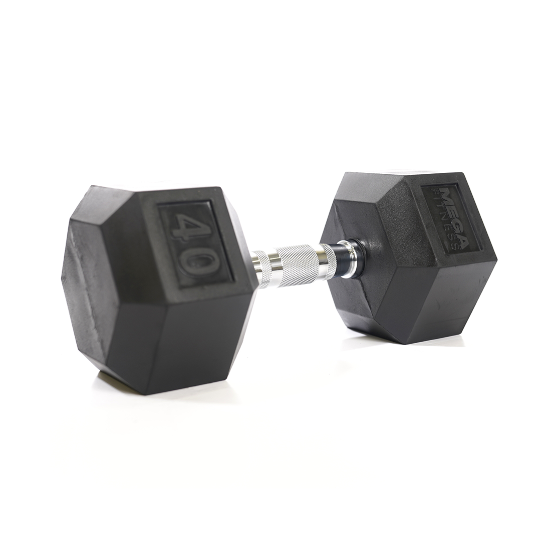 Mega Fitness - Haltère hexagonal en caoutchouc 40 lb