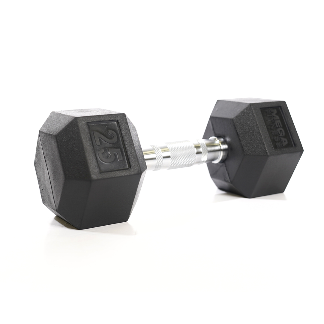 Mega Fitness - Rubber Hex Dumbbell 25lbs