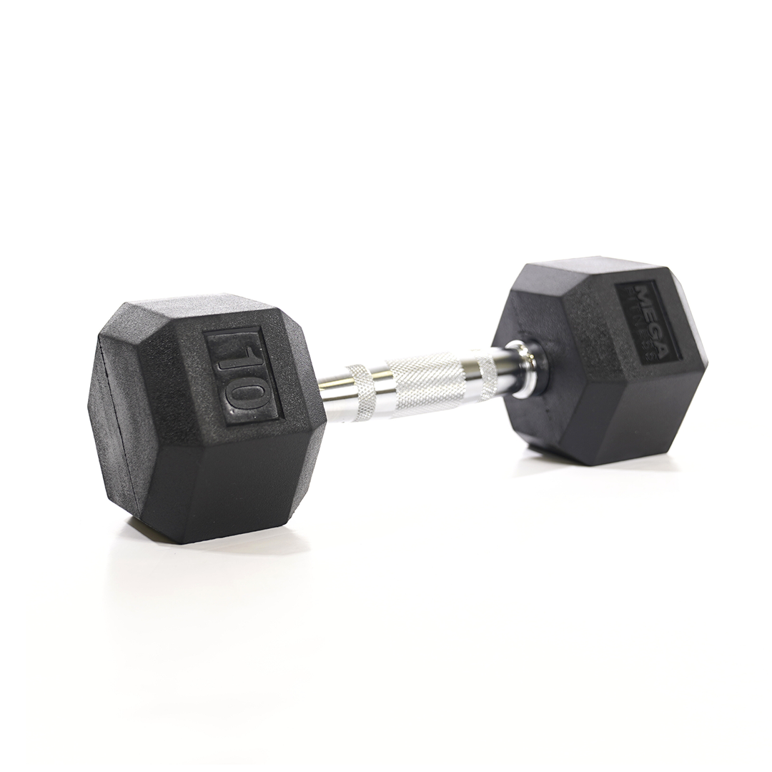 Mega Fitness - Rubber Hex Dumbbell 10lbs