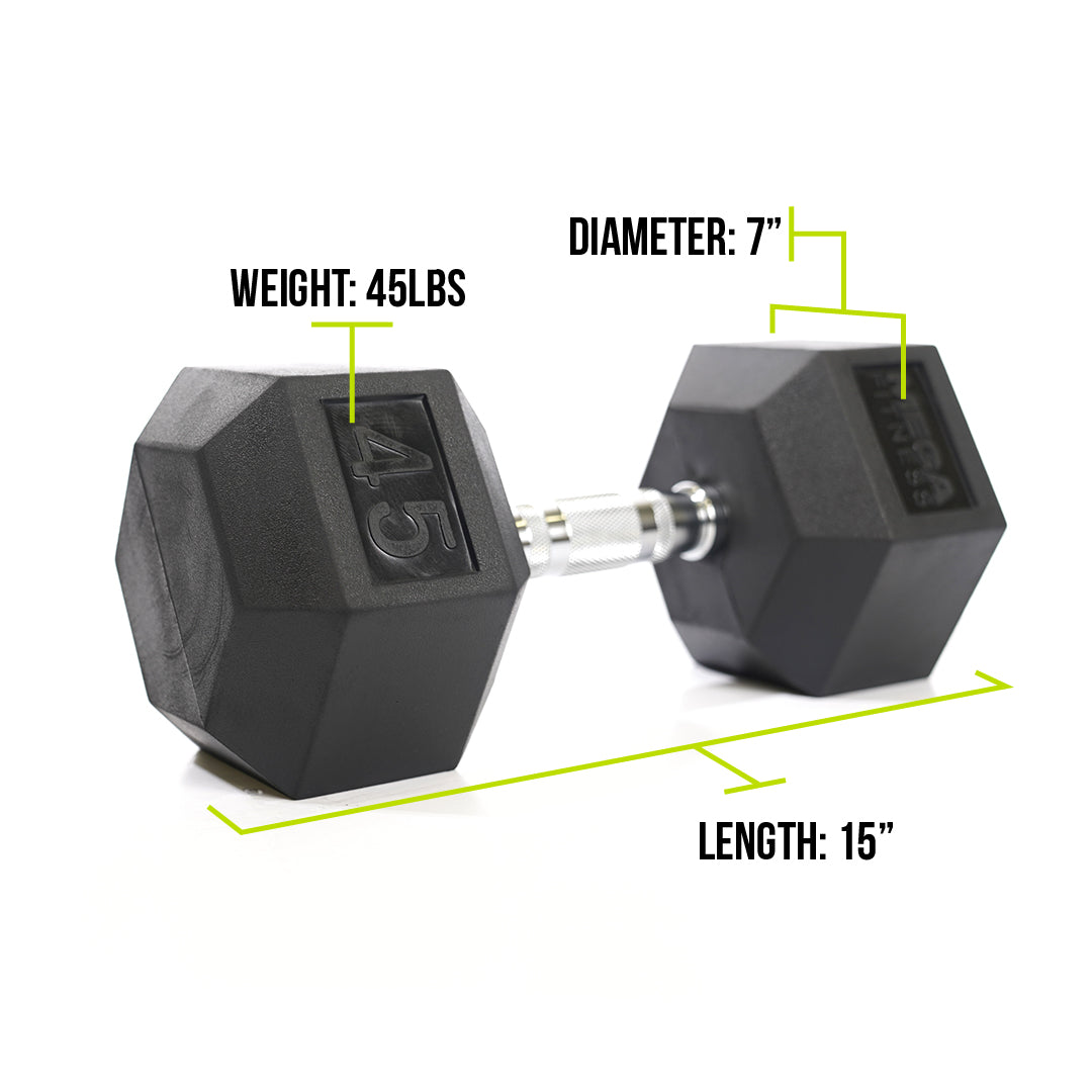 Mega Fitness - Haltère hexagonal en caoutchouc 45 lb