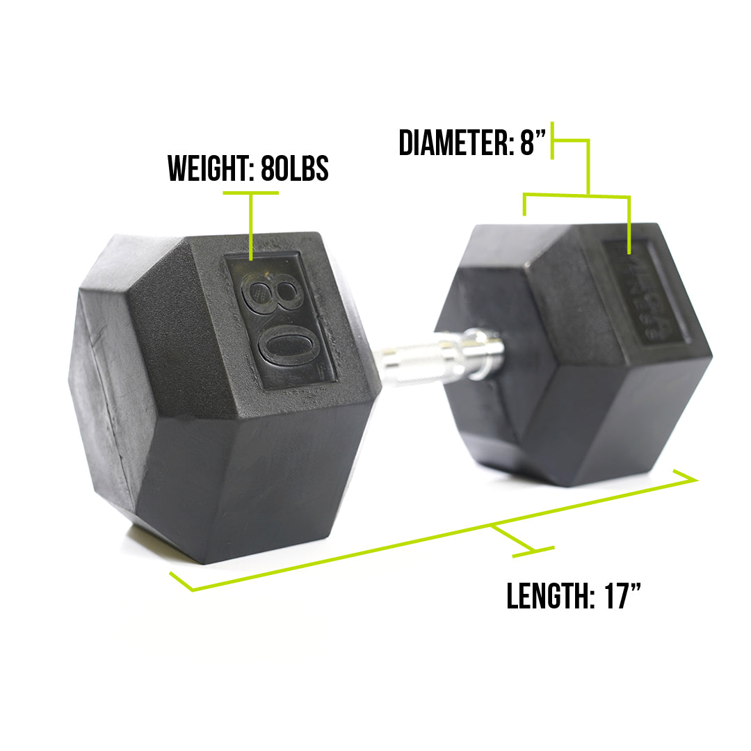 Mega Fitness - Haltère hexagonal en caoutchouc 80 lb