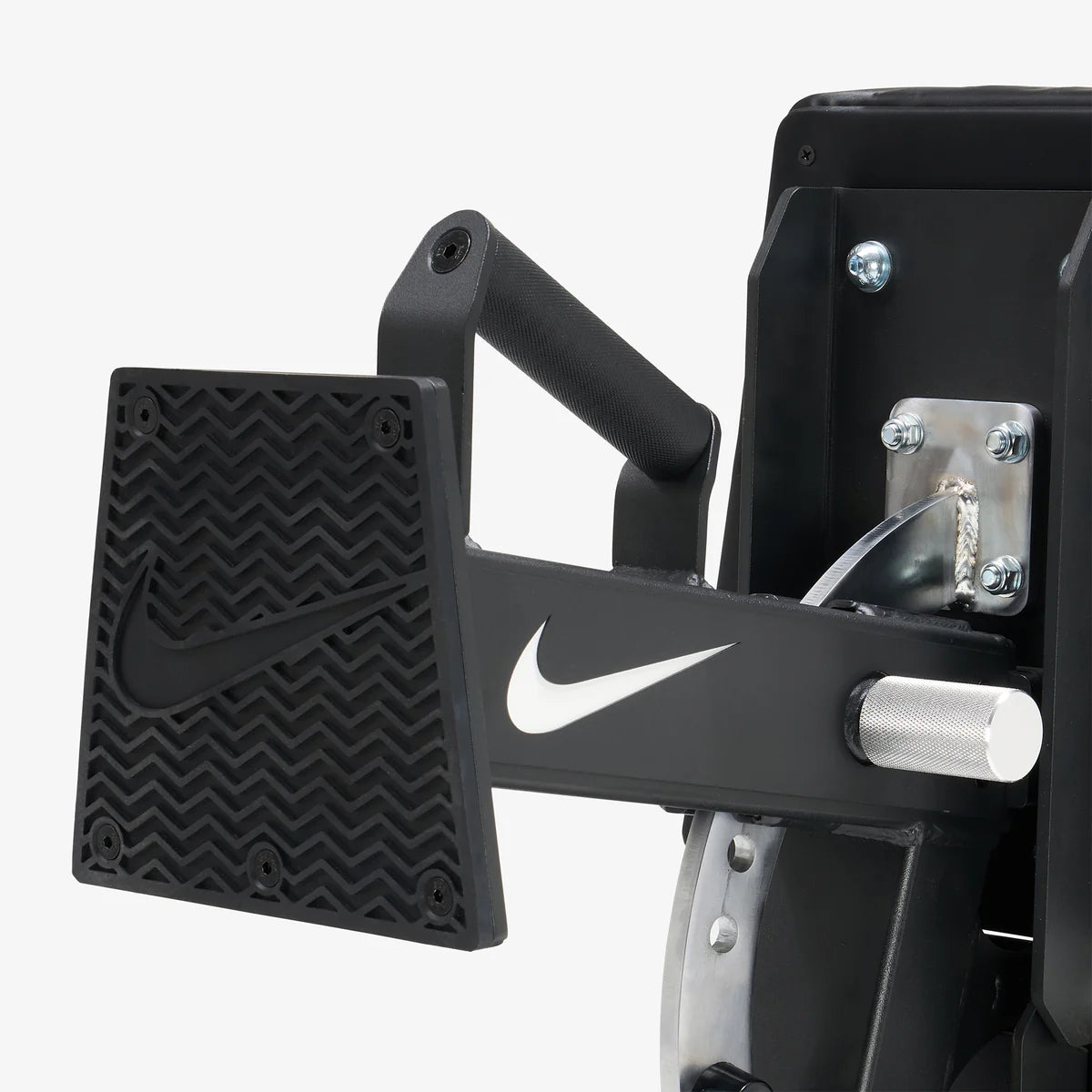 Nike Adjustable Bench transport wheels close-up showing mobility feature for easy gym setup reconfiguration.