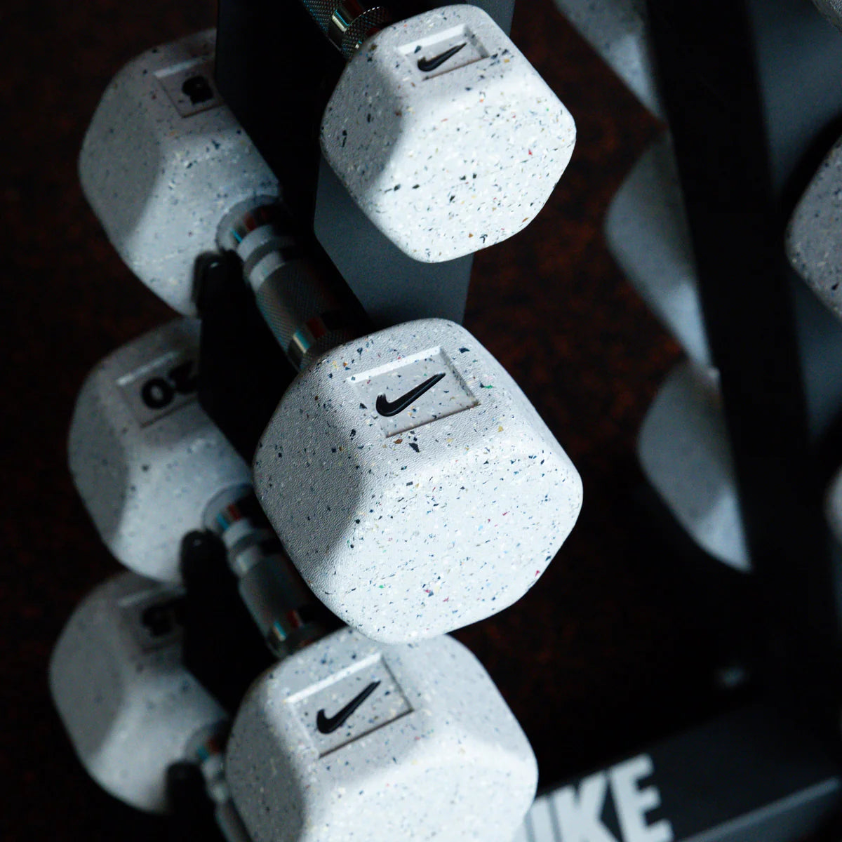 Nike Wolf Grey Dumbbell 5-25lbs Set with Rack