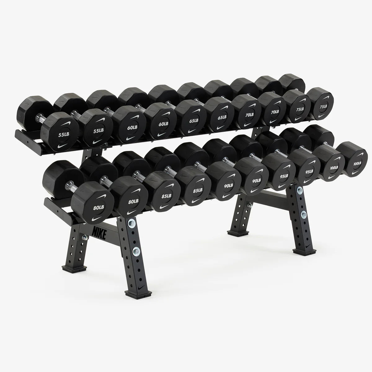 Nike Strength Pro Urethane Dumbbell 5-100LB Set with Rack