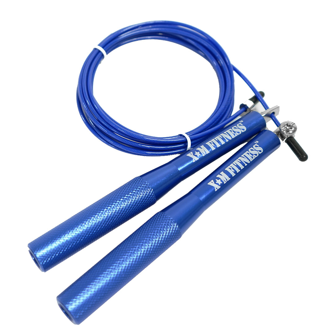 XM FITNESS Aluminum Cable Speed Jump Rope - Blue