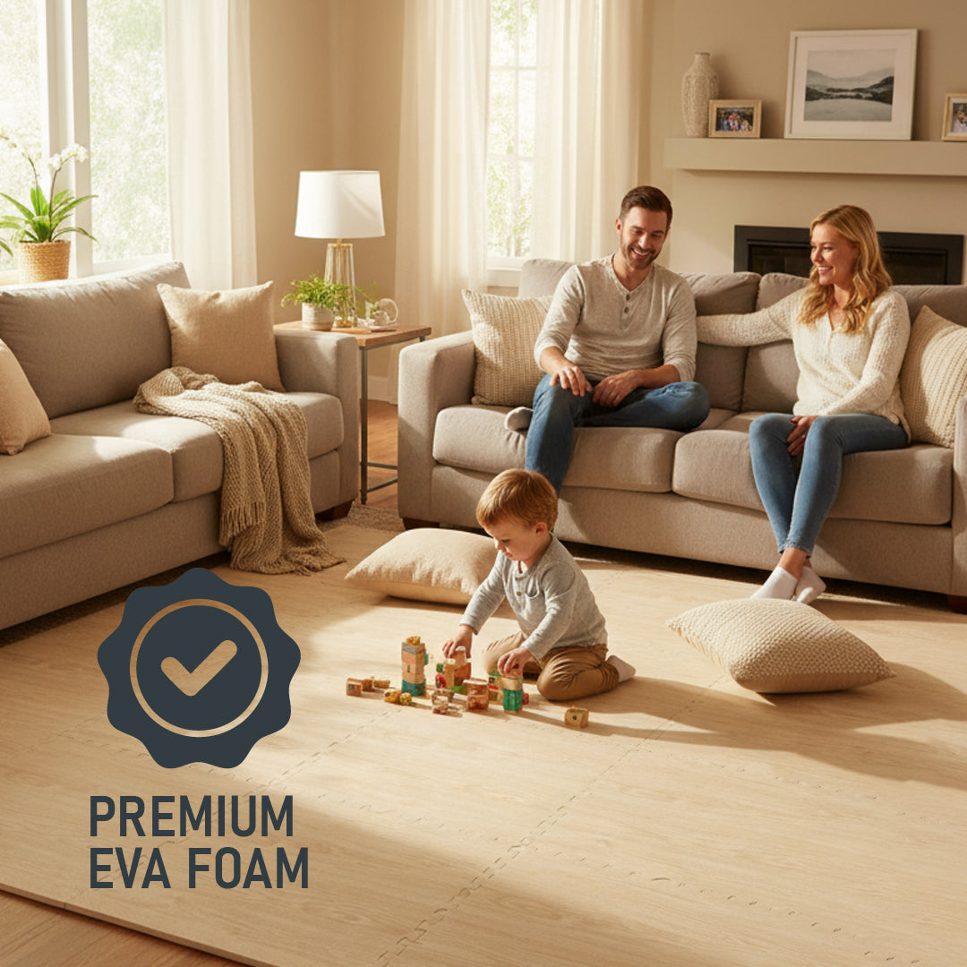 Flow - Premium Foam Flooring 24" x 24" x 12mm - Light Oak (6 Pack)