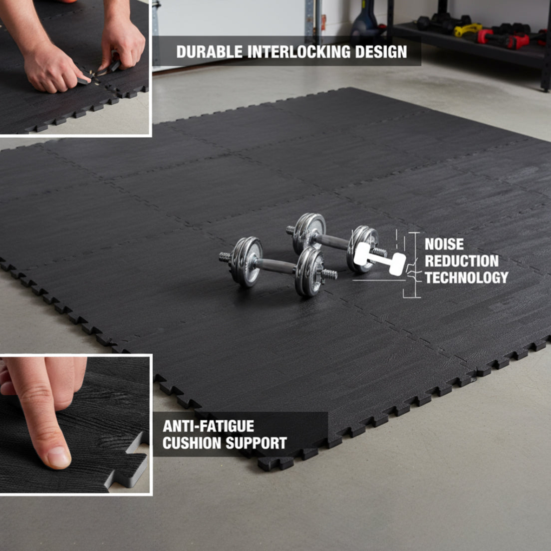 Flow - Premium Foam Flooring 24" x 24" x 12mm - Midnight Oak (6 Pack)