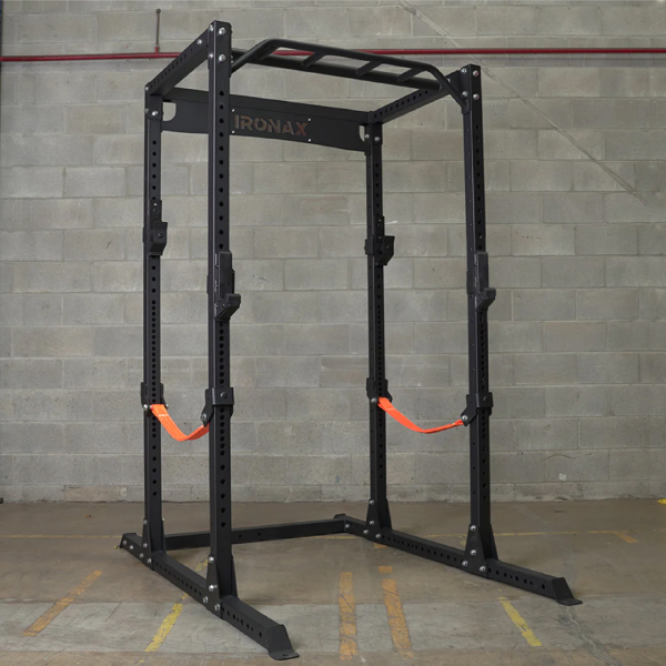 Power racks and squat racks category featuring heavy-duty strength training equipment for home gyms.