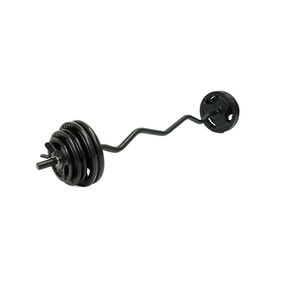 Mega Fitness - 1" Standard Steel Plate 75lbs Set with Curl Bar