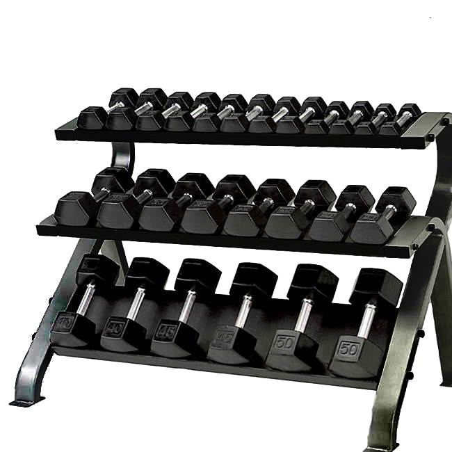 Rack à haltères hexagonales à 3 niveaux Element Fitness Commercial - Poids vendus séparément